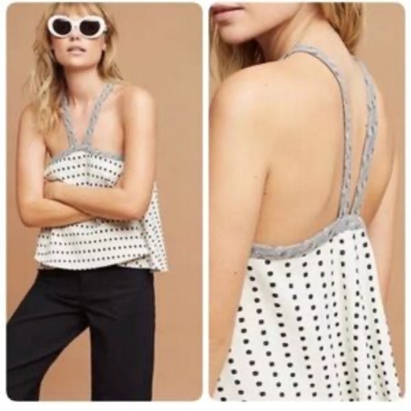 Anthropologie Postmark Jemma Strappy Polka Dot Tank Crop Top XS - Picture 3 of 10